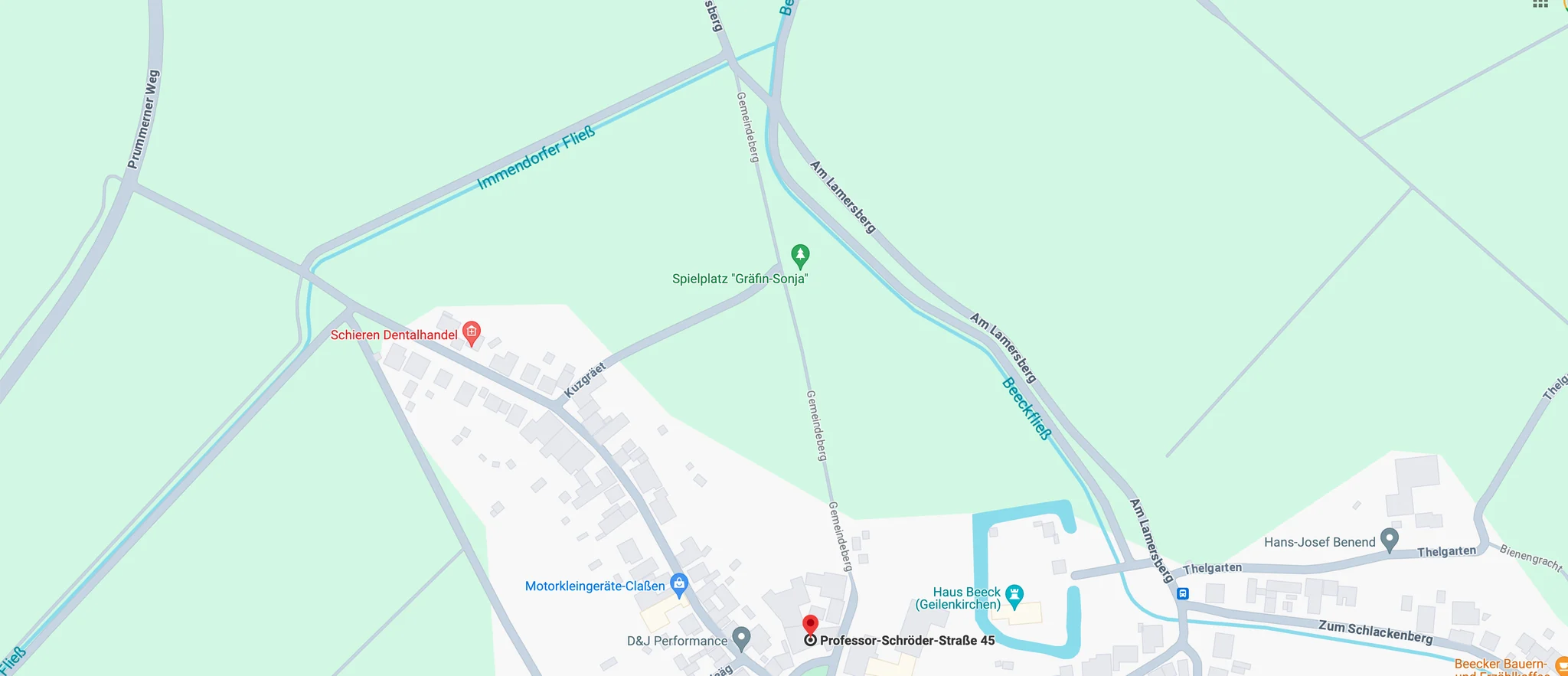 Lage der Tischlerei Schieren in der Professor-Schröder-Straße 45 in Geilenkirchen